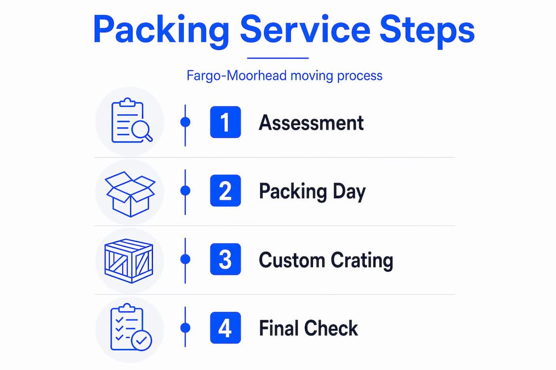 Infographic illustrating packing service process steps