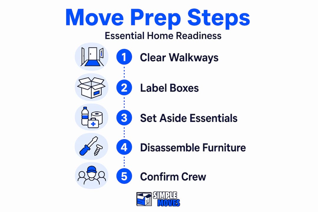 Infographic with numbered home moving preparation steps