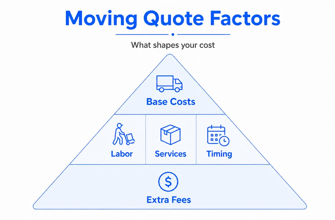Hierarchy infographic of moving quote factors