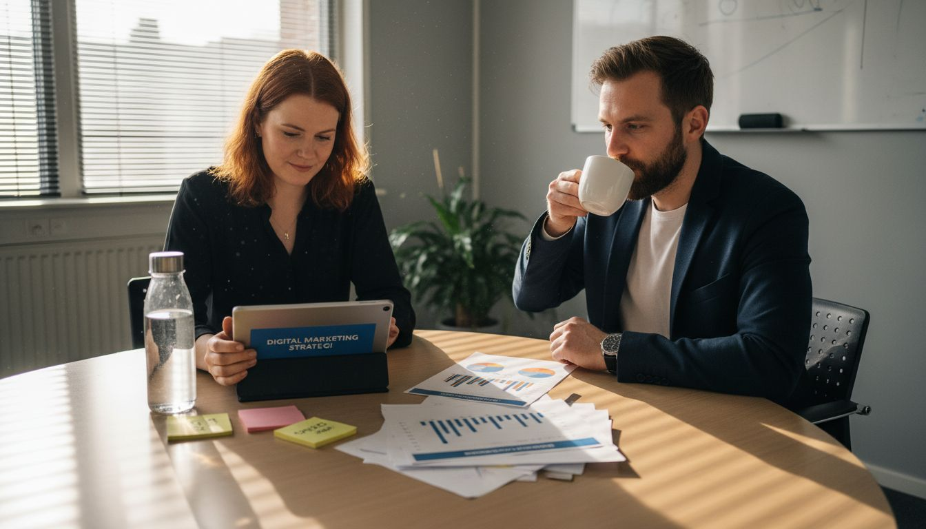 Møde om digital markedsføring i mødelokalet