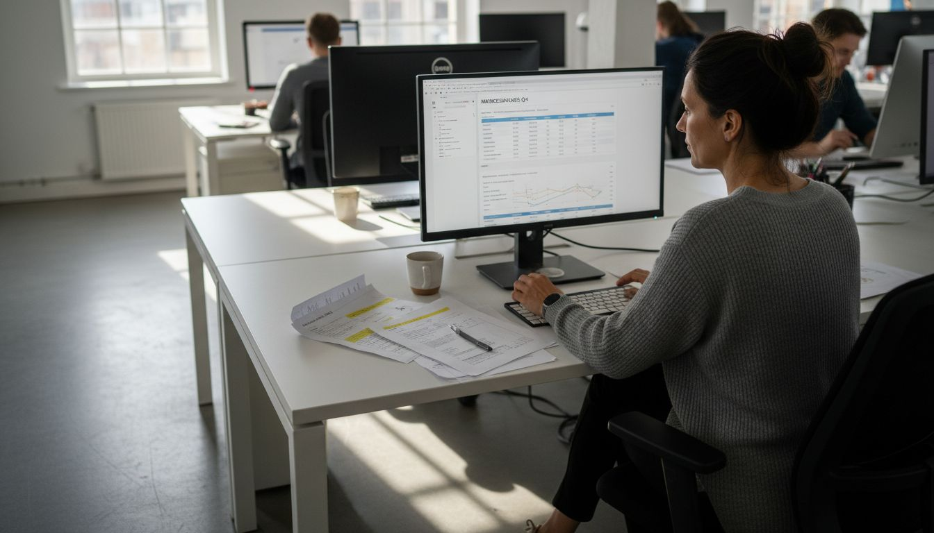 En kvinde følger kampagnens resultater på sin computerskærm.