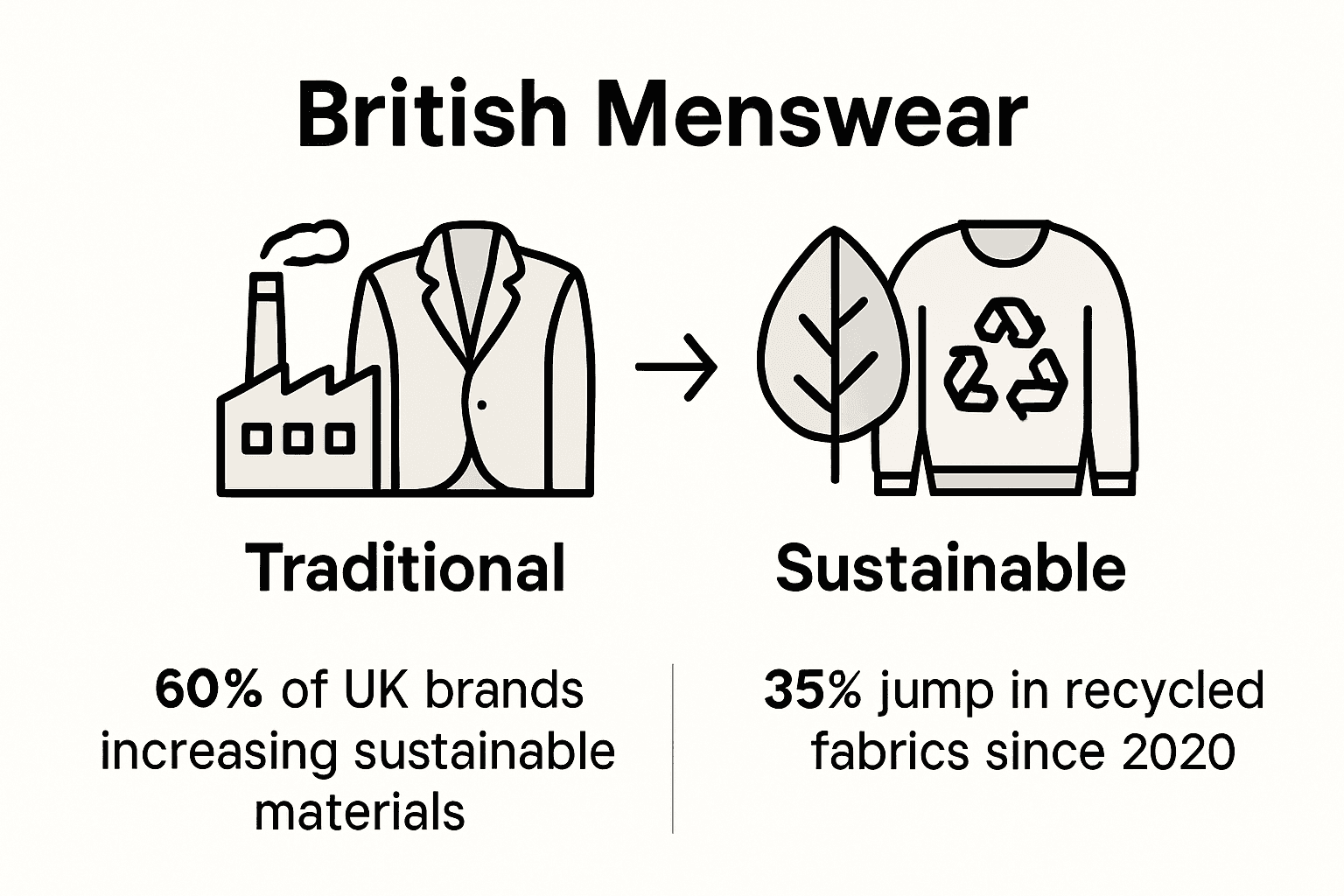 Traditional vs sustainable menswear infographic