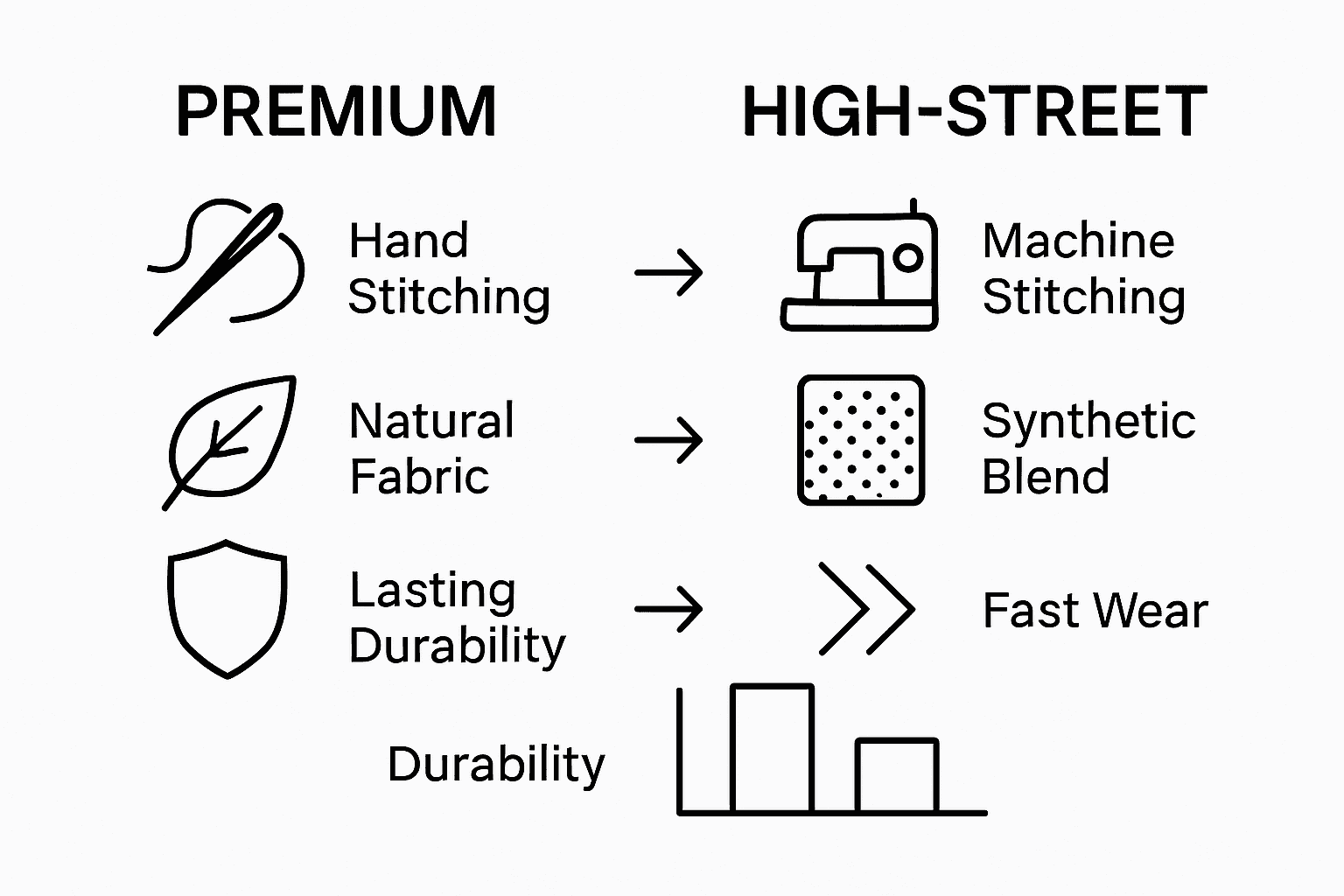 Infographic comparing premium and high-street menswear