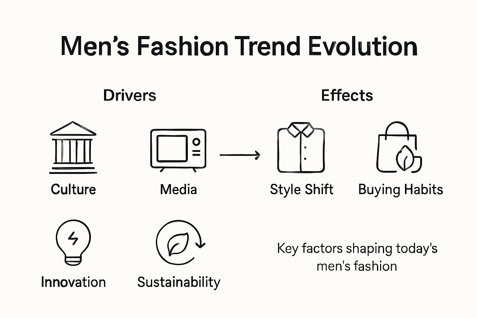 Infographic illustrating men’s fashion trend evolution