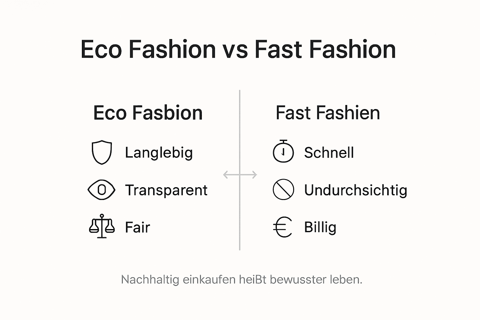 Übersichtsgrafik: Nachhaltige Mode versus konventionelle Schnellmode