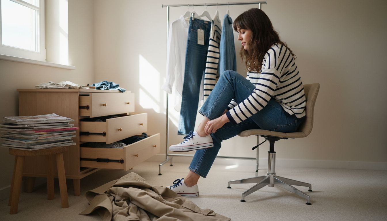 Mit einer geschickten Kombination aus schlichten Basics zaubert sie jeden Tag einen neuen, alltagstauglichen Look.