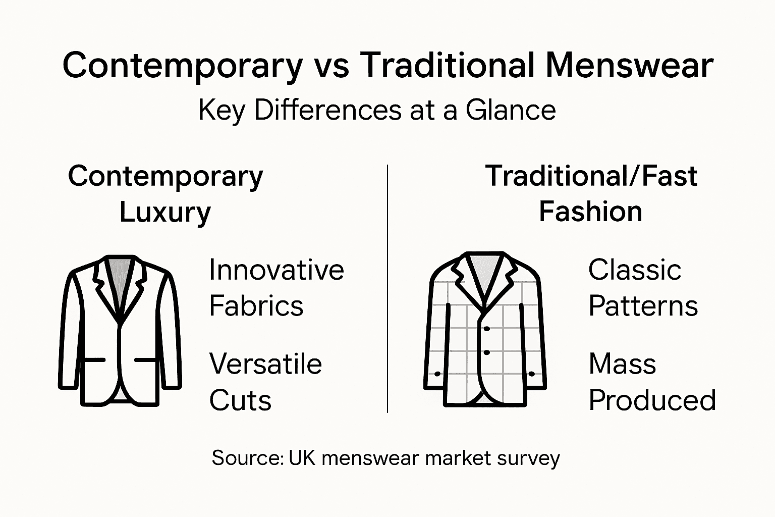 Infographic comparing modern and traditional menswear