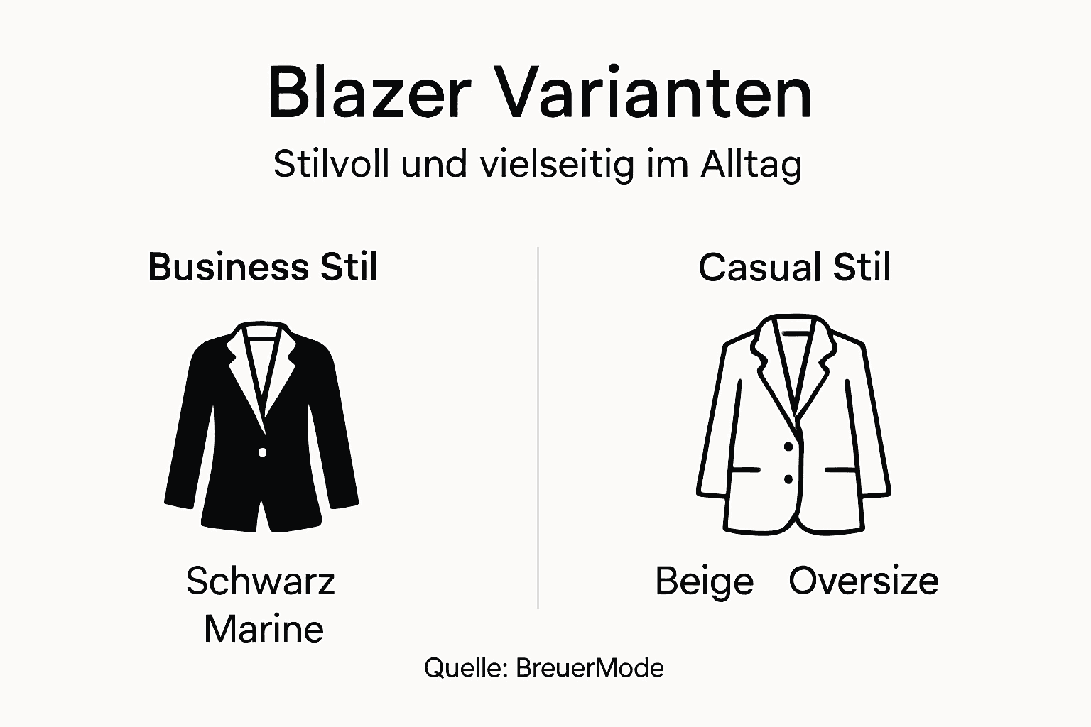 In dieser Grafik werden unterschiedliche Blazer-Varianten anschaulich dargestellt.