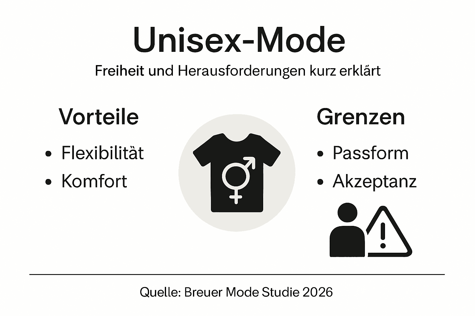 Infografik: Unisex-Mode – Vorteile und Grenzen im Überblick
