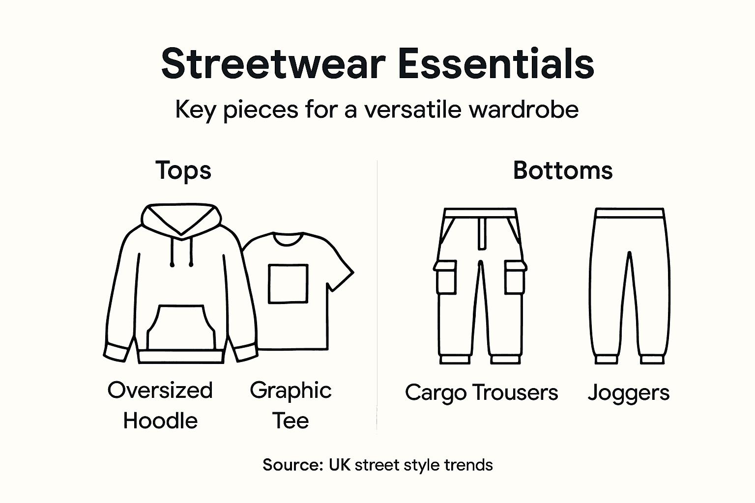 Infographic outlining streetwear wardrobe essentials