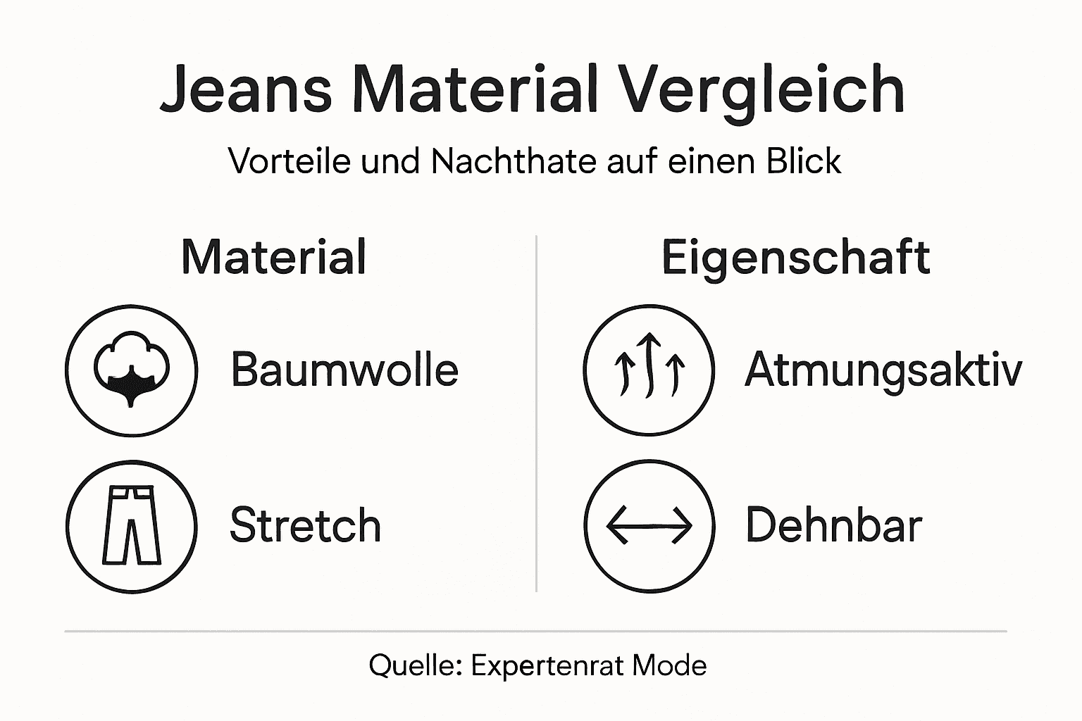Übersicht: Die wichtigsten Eigenschaften von Jeansstoffen und ihre Vorteile auf einen Blick