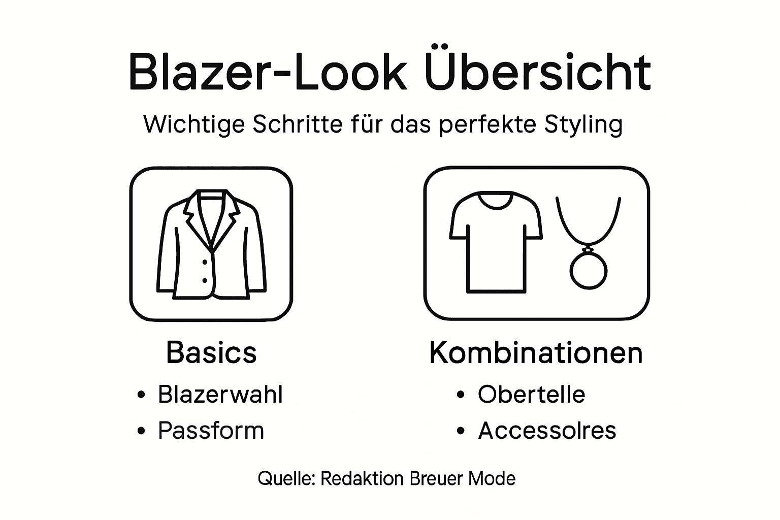 Schritt-für-Schritt-Anleitung: So gelingt der perfekte Blazer-Look – übersichtlich als Infografik.
