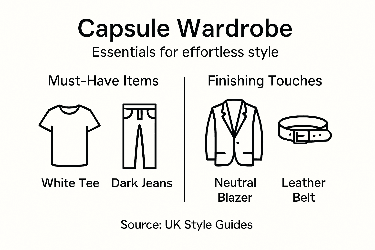 Infographic with key capsule wardrobe essentials