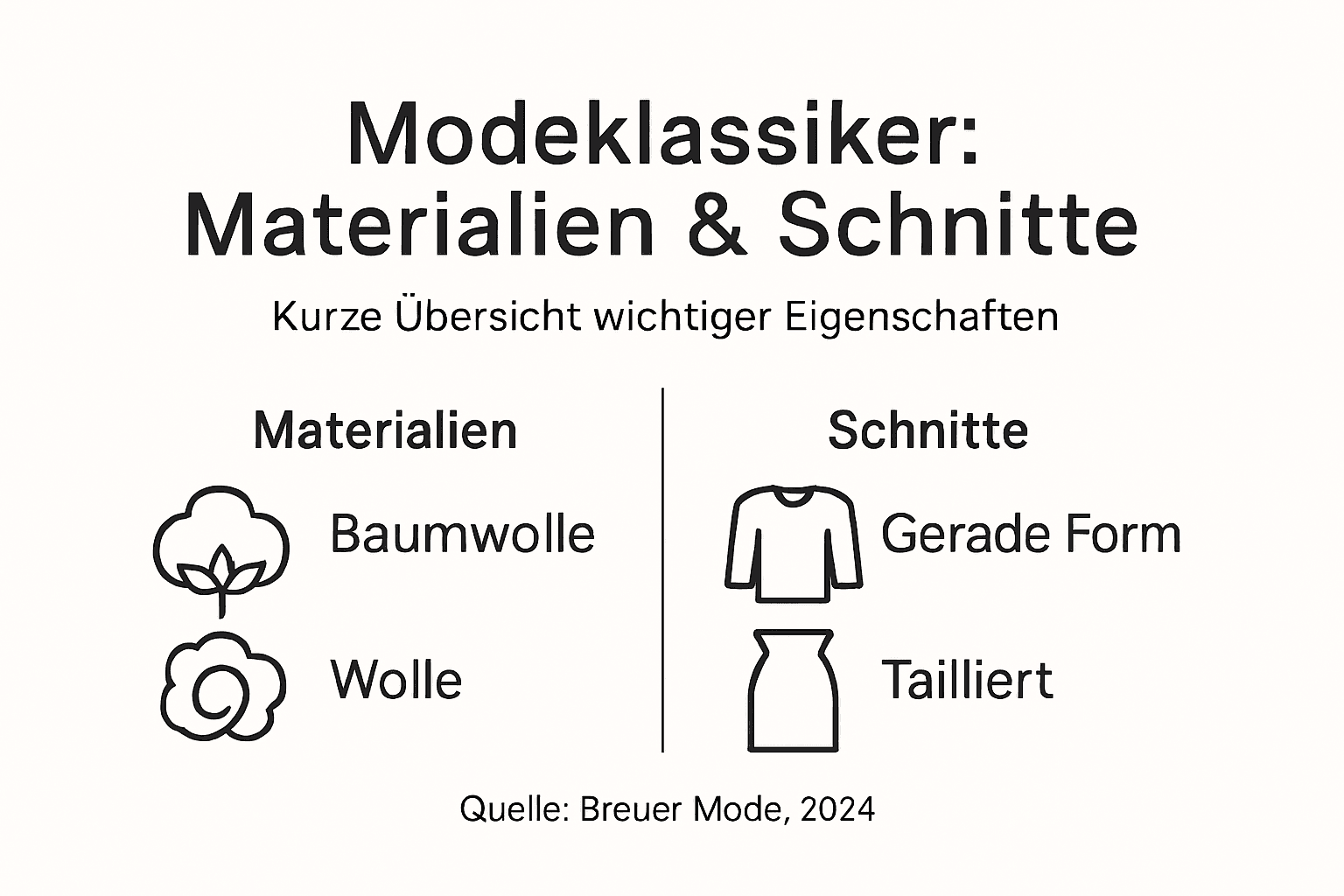 Infografik: Zeitlose Mode – Stoffe und Schnitte im Überblick