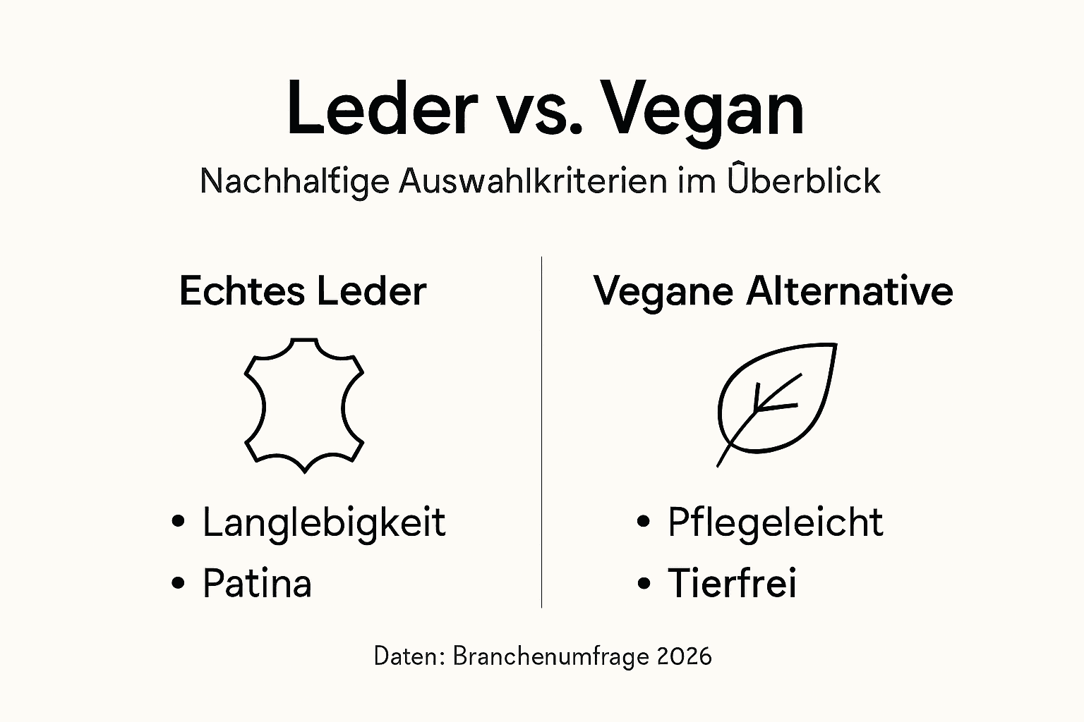 Infografik: Leder oder vegane Alternativen – ein Vergleich auf einen Blick
