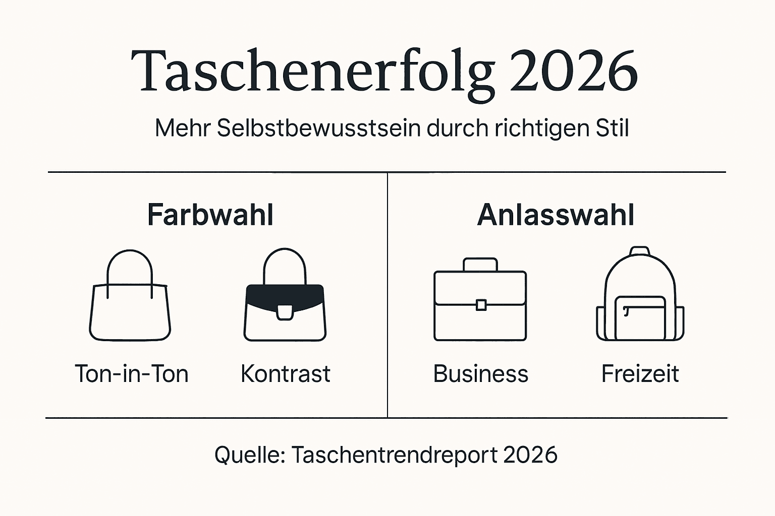 Infografik: Die wichtigsten Erfolgsfaktoren für gelungenes Taschendesign auf einen Blick