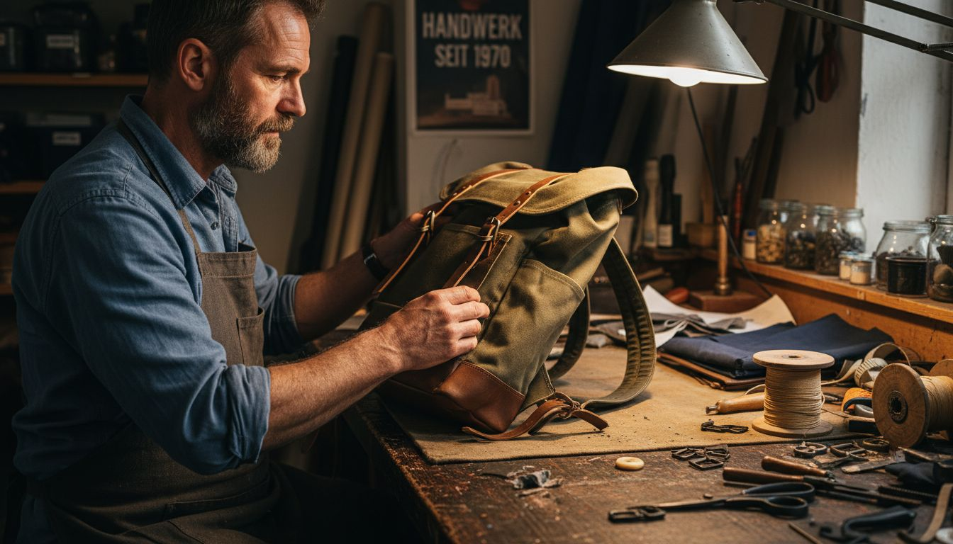 Ein Handwerker nimmt ein hochwertiges, nachhaltiges Zubehör genau unter die Lupe.