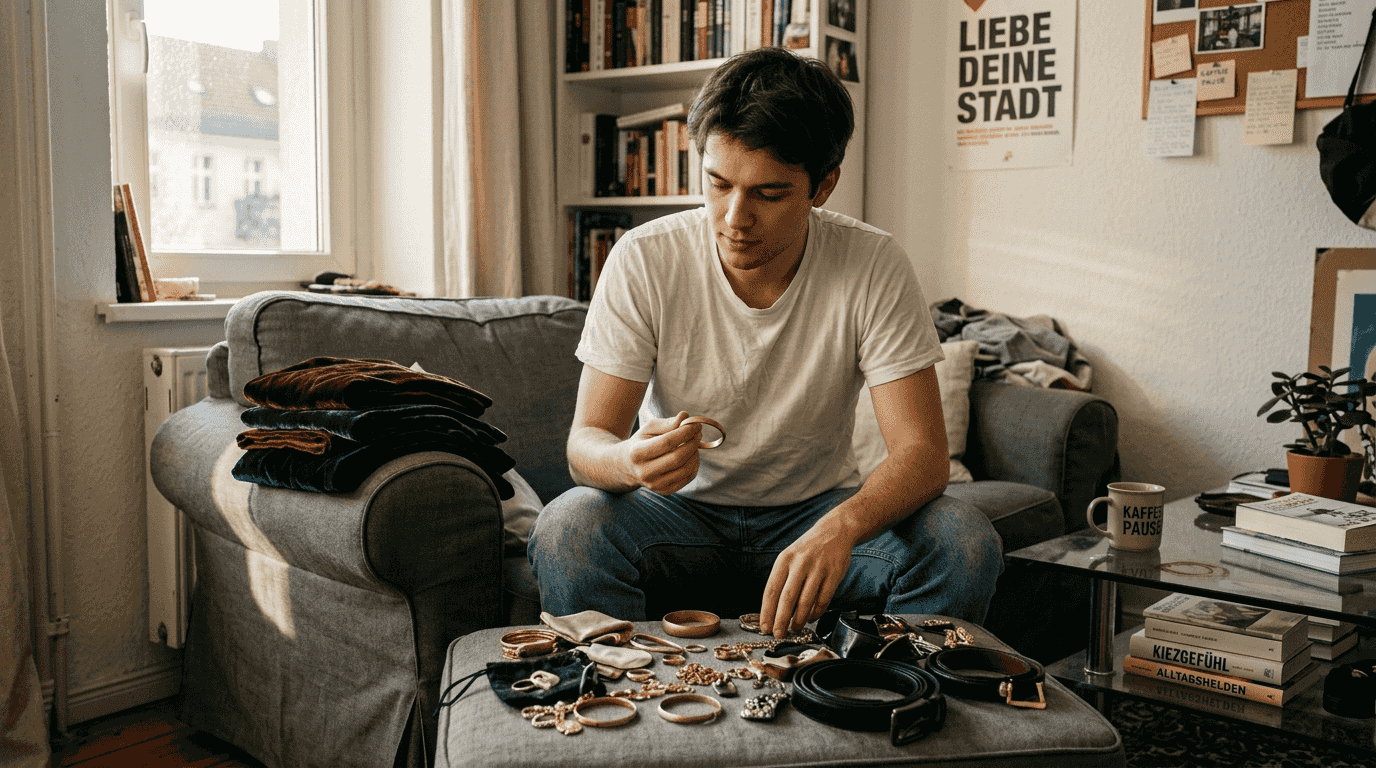 Gold und Leder werden auf elegante Weise miteinander kombiniert.