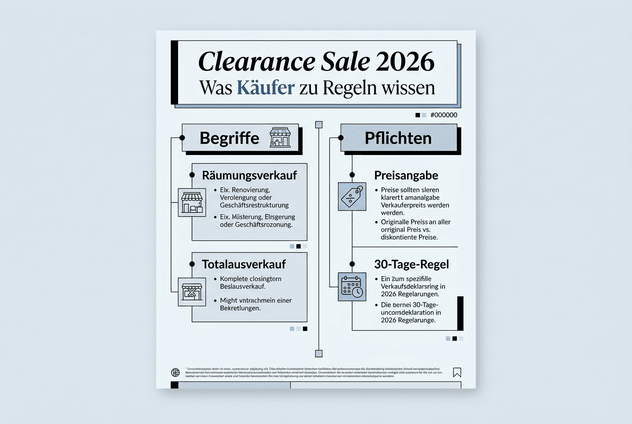 Infografik: Wichtige Regeln und Begriffe rund um den Räumungsverkauf