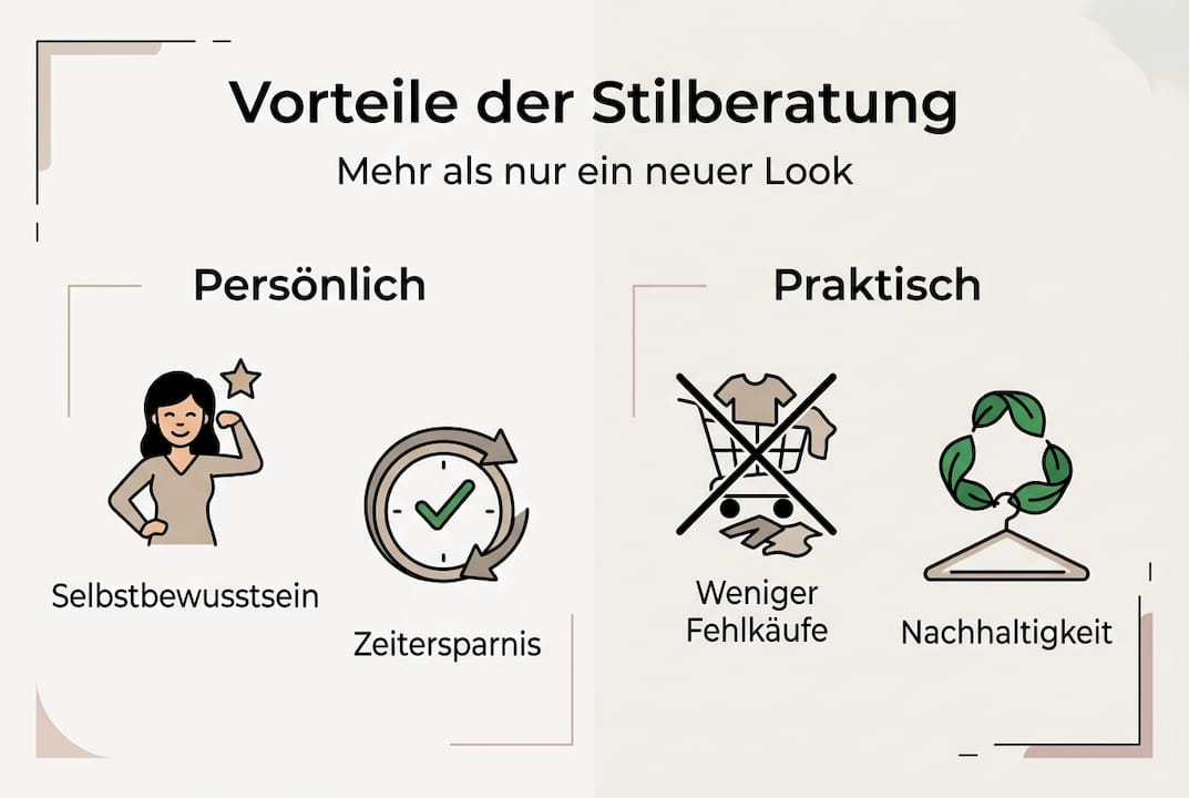 Die Infografik veranschaulicht, welche Vorteile eine professionelle Stilberatung mit sich bringt.