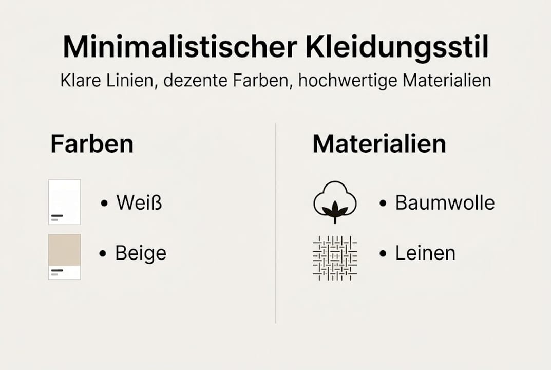 Minimalistische Übersicht zu Farben und Materialien