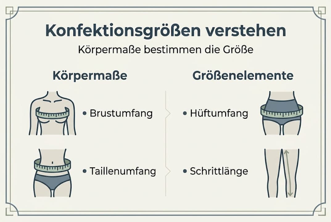 Übersicht: Wie Körpermaße und Kleidergrößen zusammenhängen