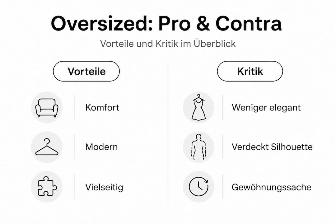 Infografik: Die wichtigsten Vor- und Nachteile des Oversized-Looks im Überblick