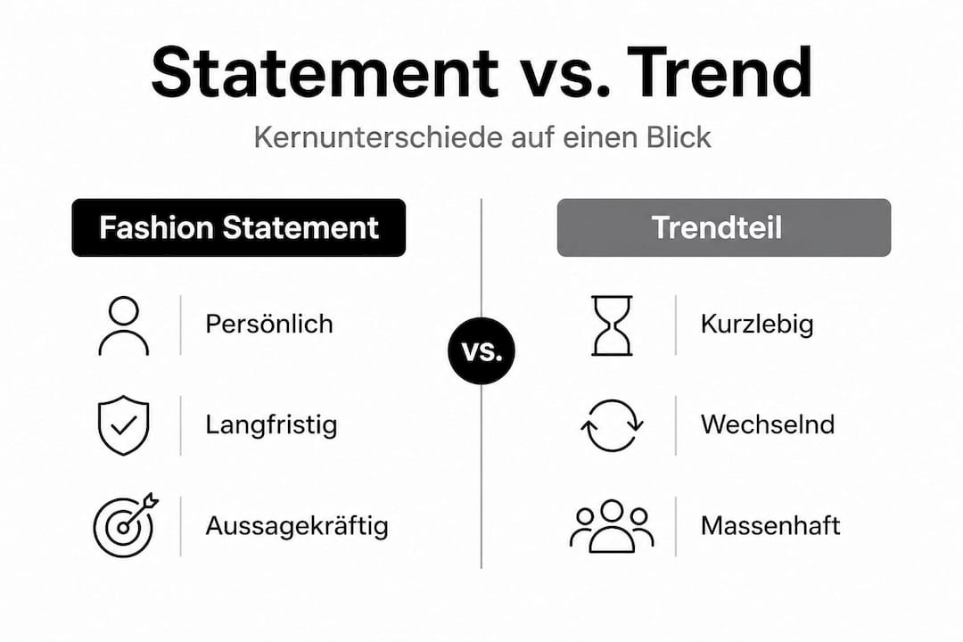 Infografik: Vergleich von Aussagen und aktuellen Trends inklusive begleitender Merkmale