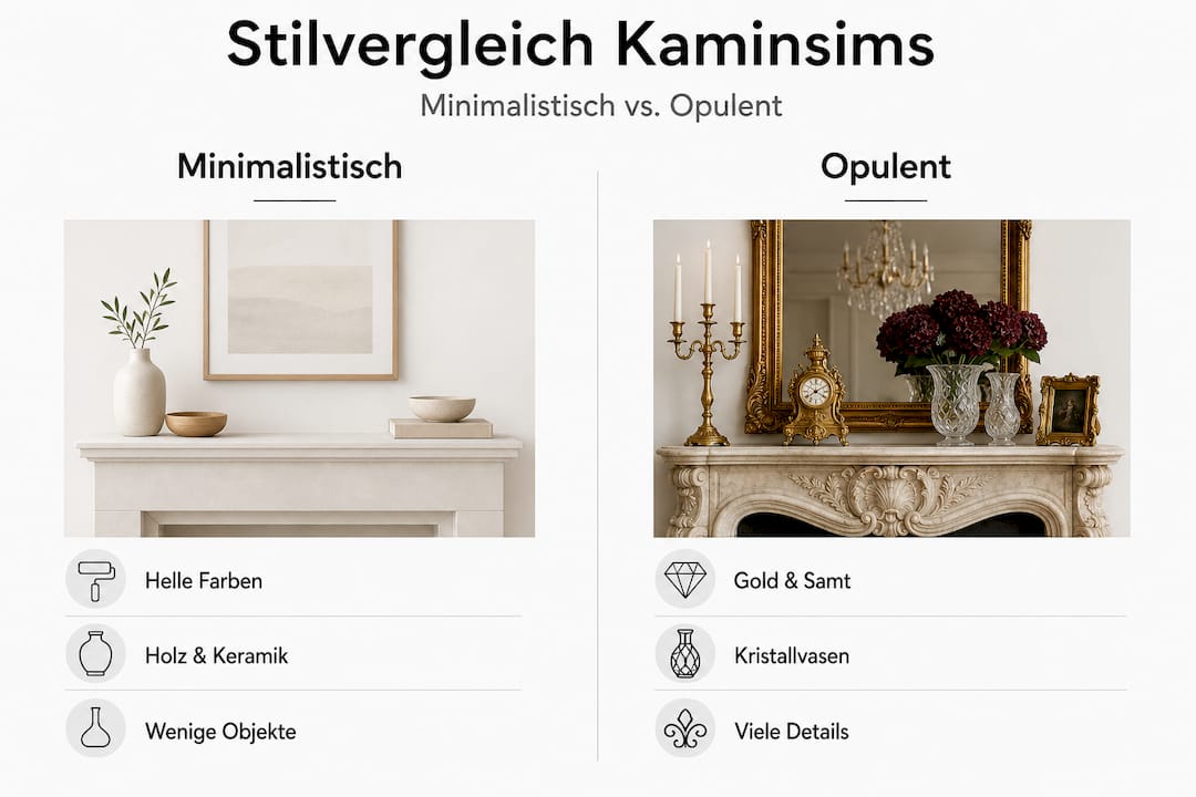 Infografik: So setzen Sie Ihren Kaminsims stilvoll in Szene – ob dezent oder luxuriös