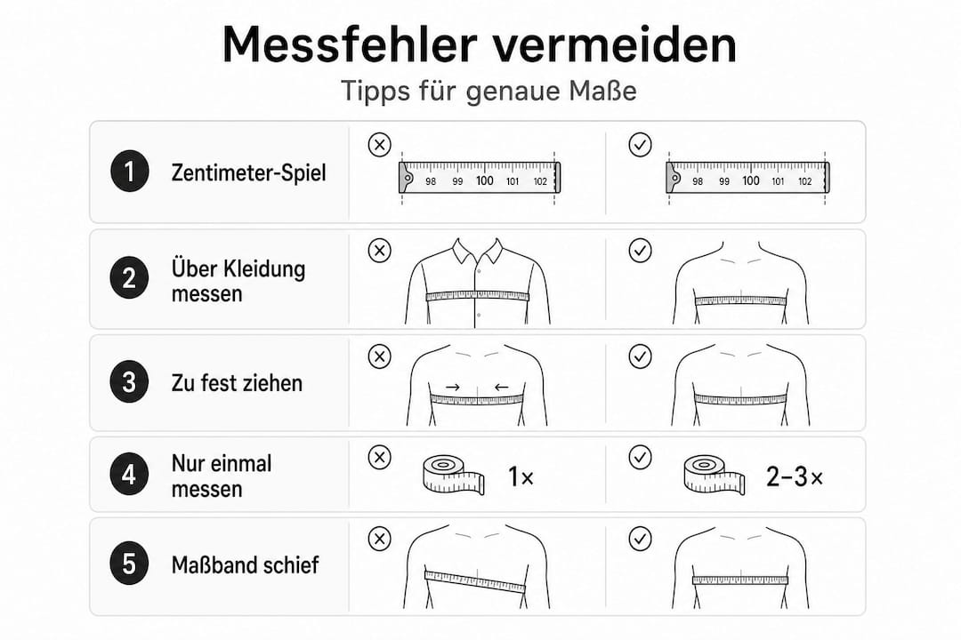 Infografik: Die häufigsten Fehler beim Maßnehmen – darauf solltest du achten!