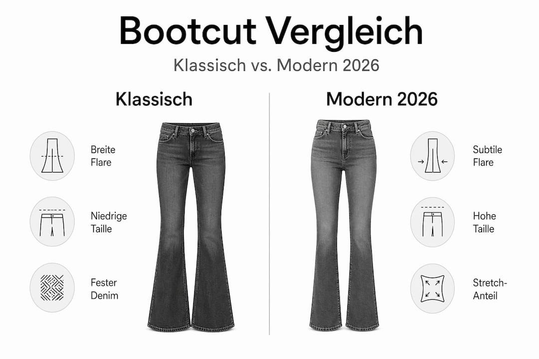 Infografik: Der Vergleich – klassische vs. moderne Bootcut-Jeans