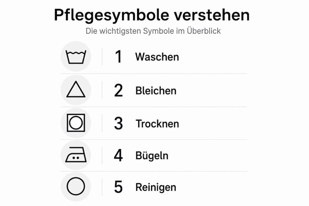 Infografik: Die wichtigsten Pflegesymbole für Textilien und ihre Bedeutung – Schritt für Schritt erklärt