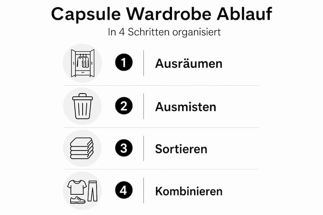 Infografik: So stellst du deine Capsule Wardrobe in vier einfachen Schritten zusammen