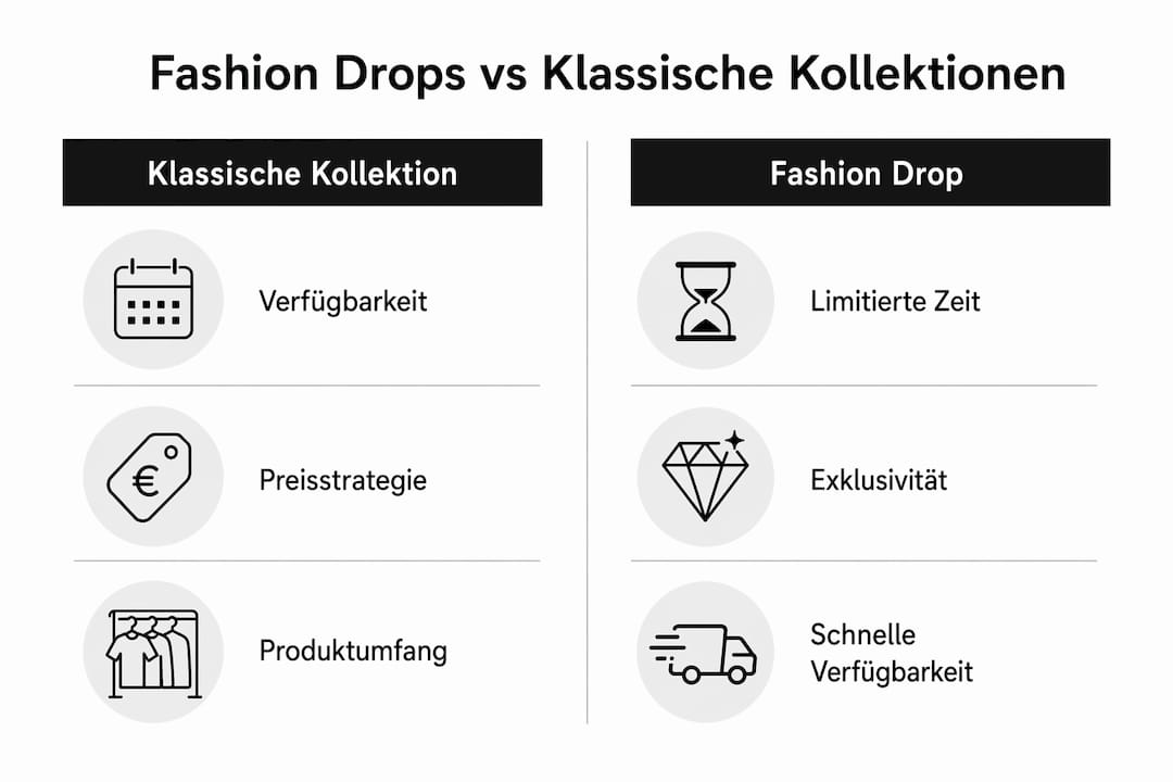 Infografik: Fashion Drops vs. klassische Modekollektionen im Vergleich