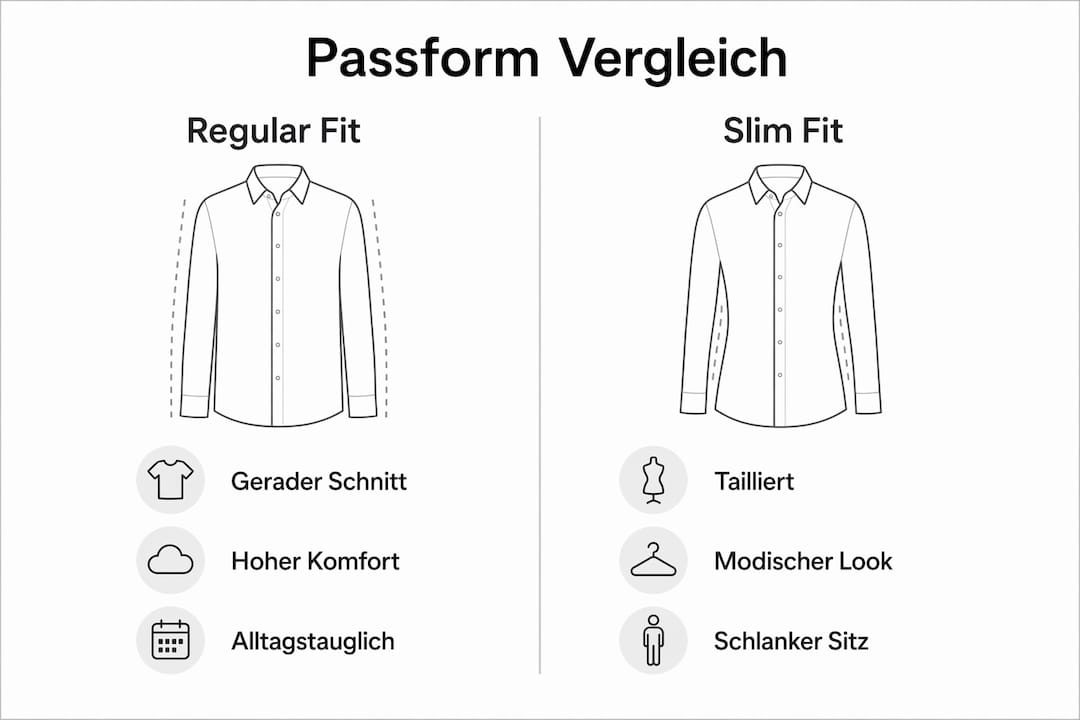 Infografik: Unterschiede zwischen Regular Fit und Slim Fit im Überblick