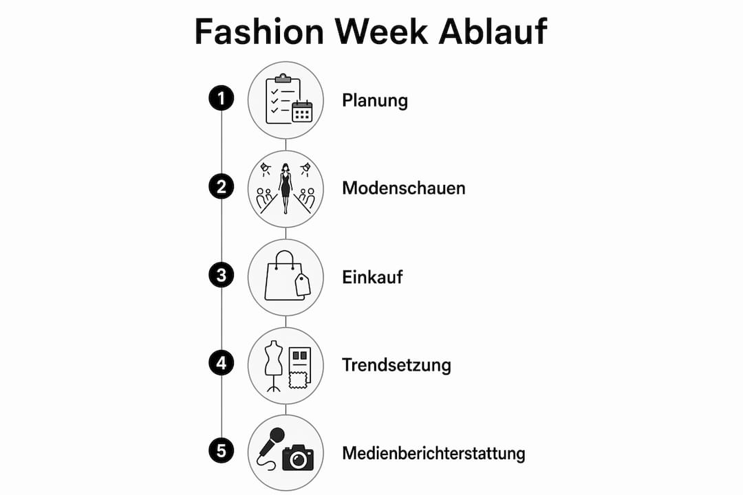 So läuft eine Fashion Week ab – Die wichtigsten Schritte im Überblick (Infografik)