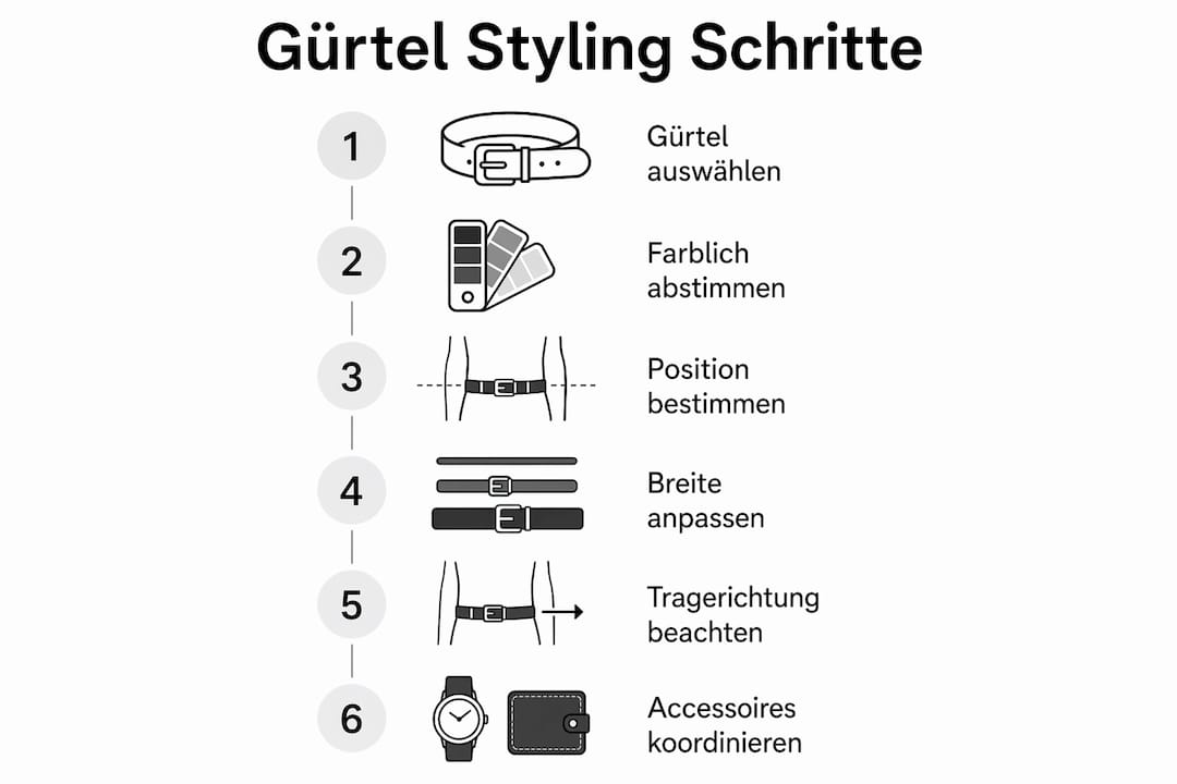 Sechs Tipps für ein elegantes Gürtelstyling – anschaulich in einer Infografik dargestellt