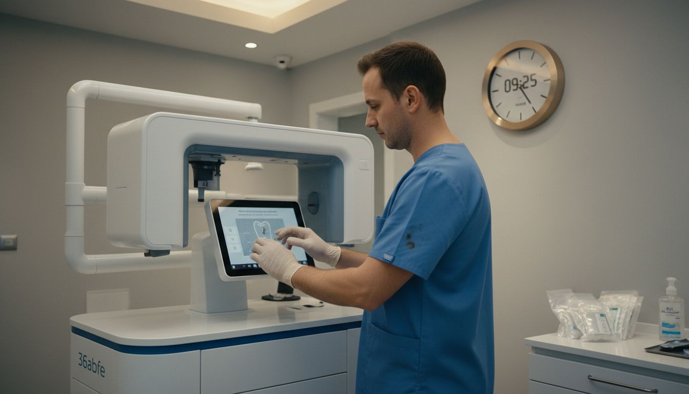 Un technicien utilise un scanner 3D dentaire au sein du cabinet.