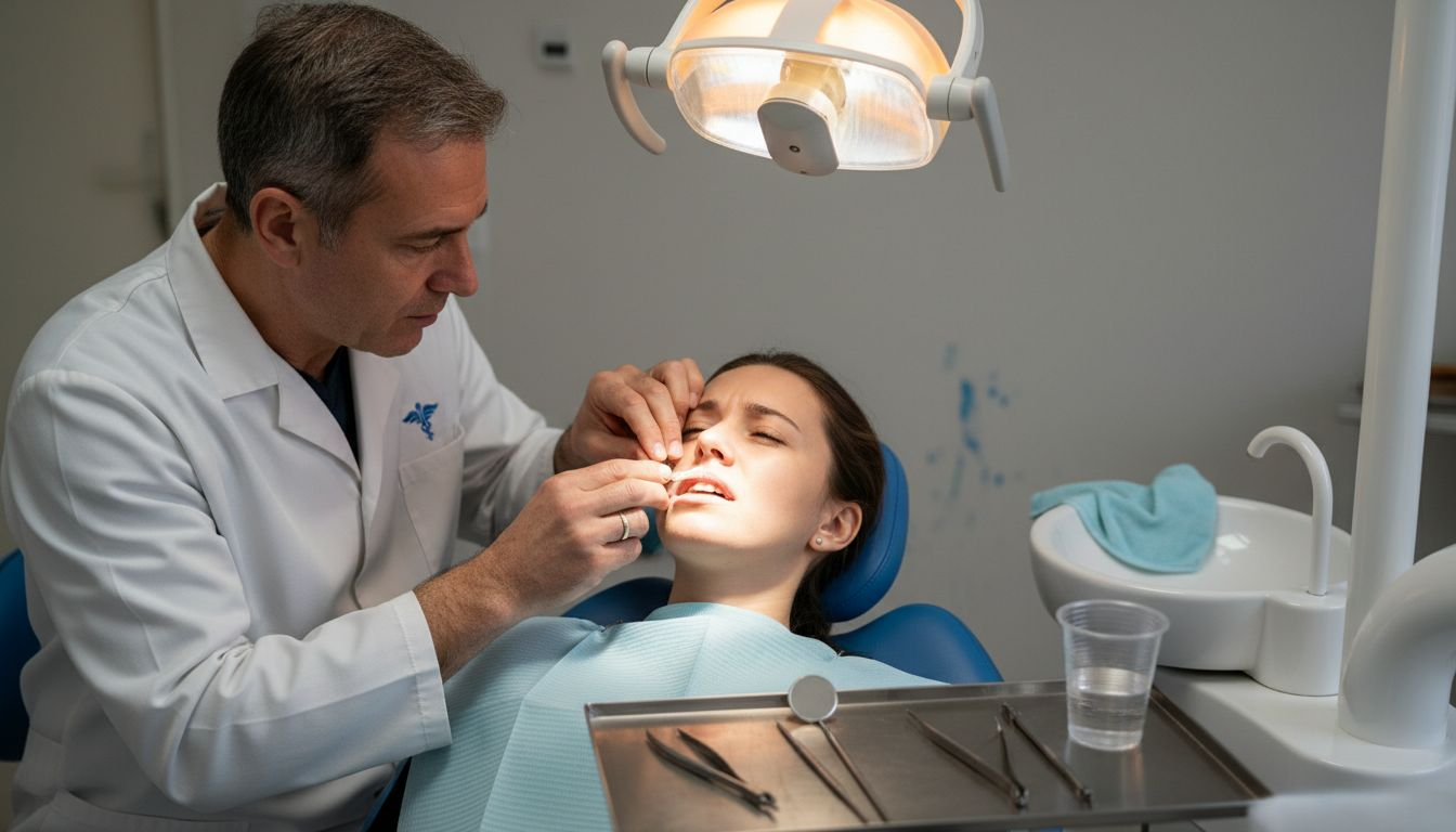 Pose de facette en céramique réalisée par le dentiste sur une patiente