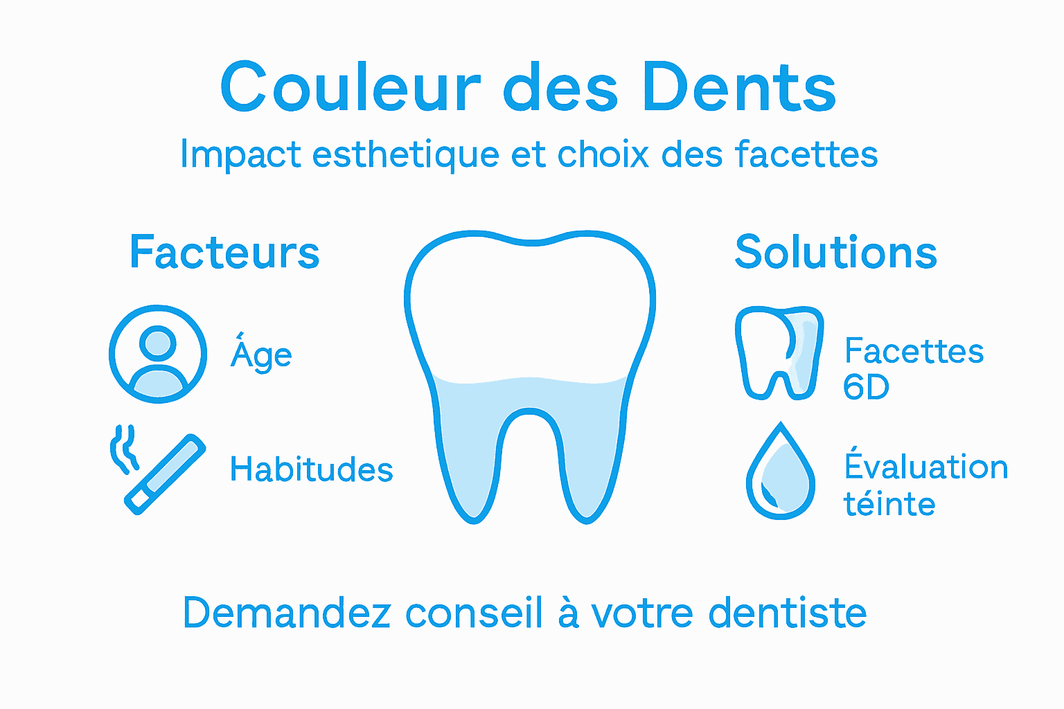 Tout savoir sur la teinte des dents et l’apport des facettes : une infographie explicative