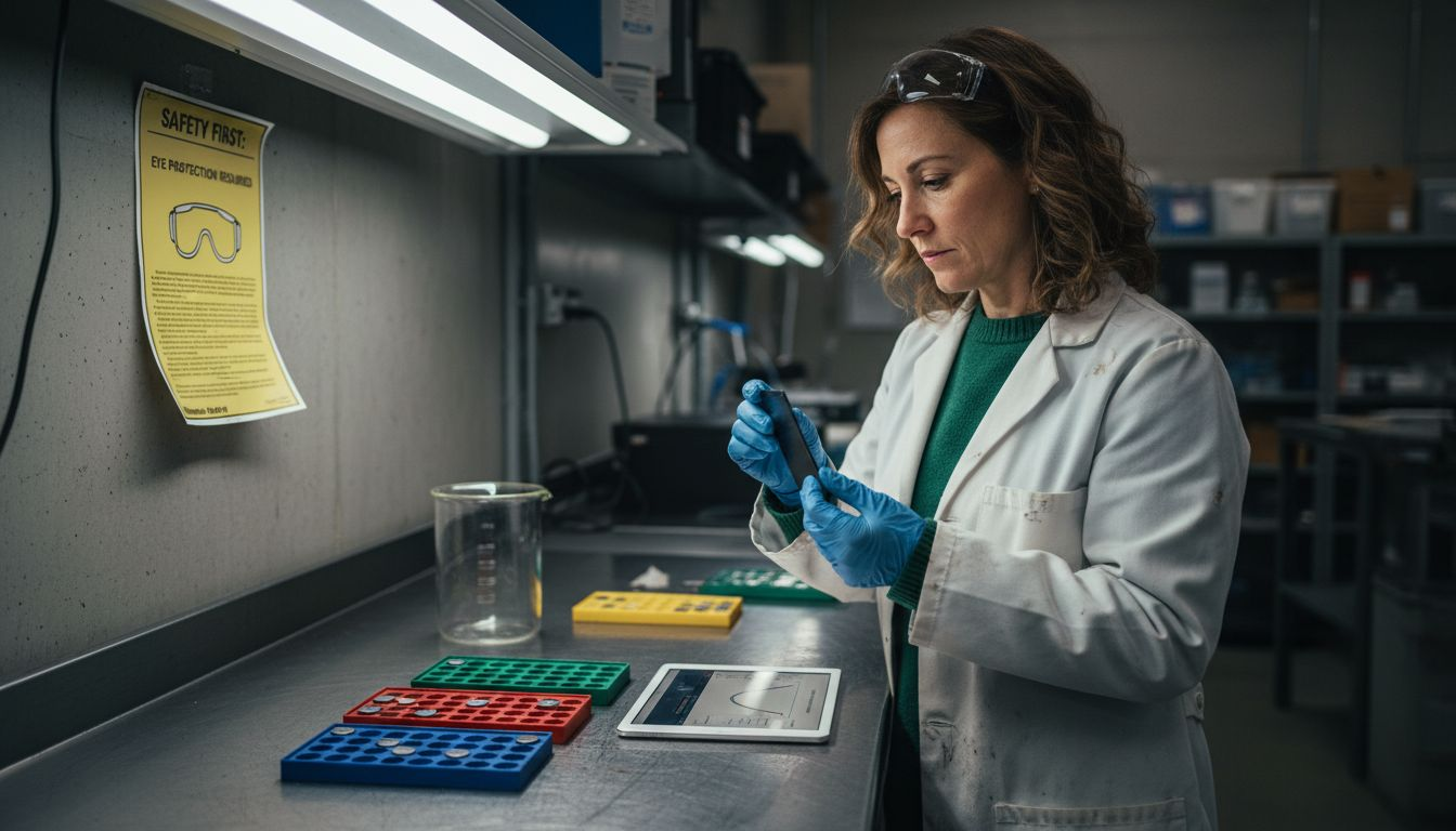 Scientist testing new protective coating samples