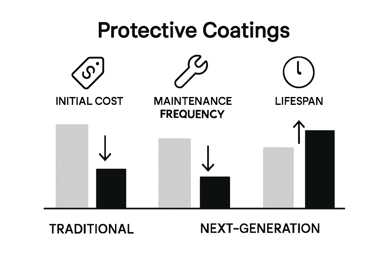 Infographic comparing coating lifecycle costs and benefits