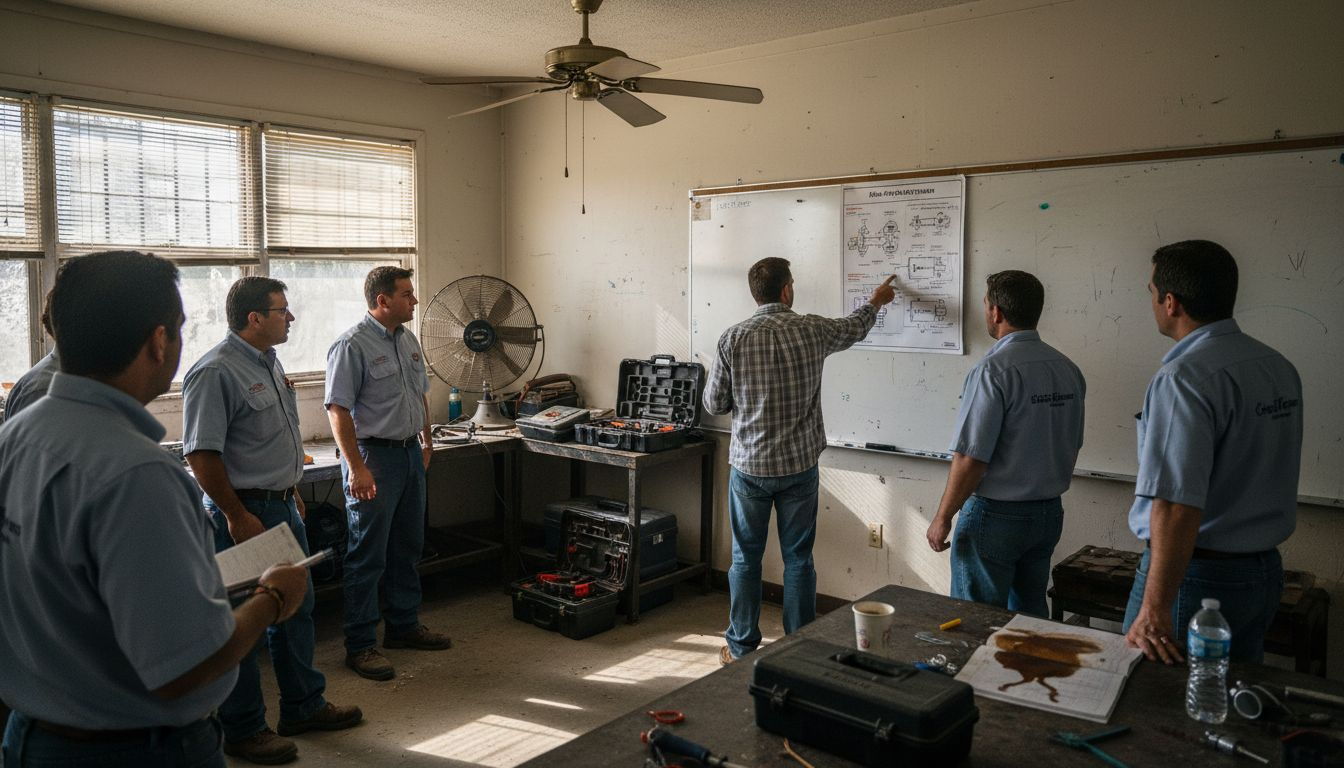 Role of Certified Solar Installers in Florida Homes 1 Solar installer class studying circuit diagrams