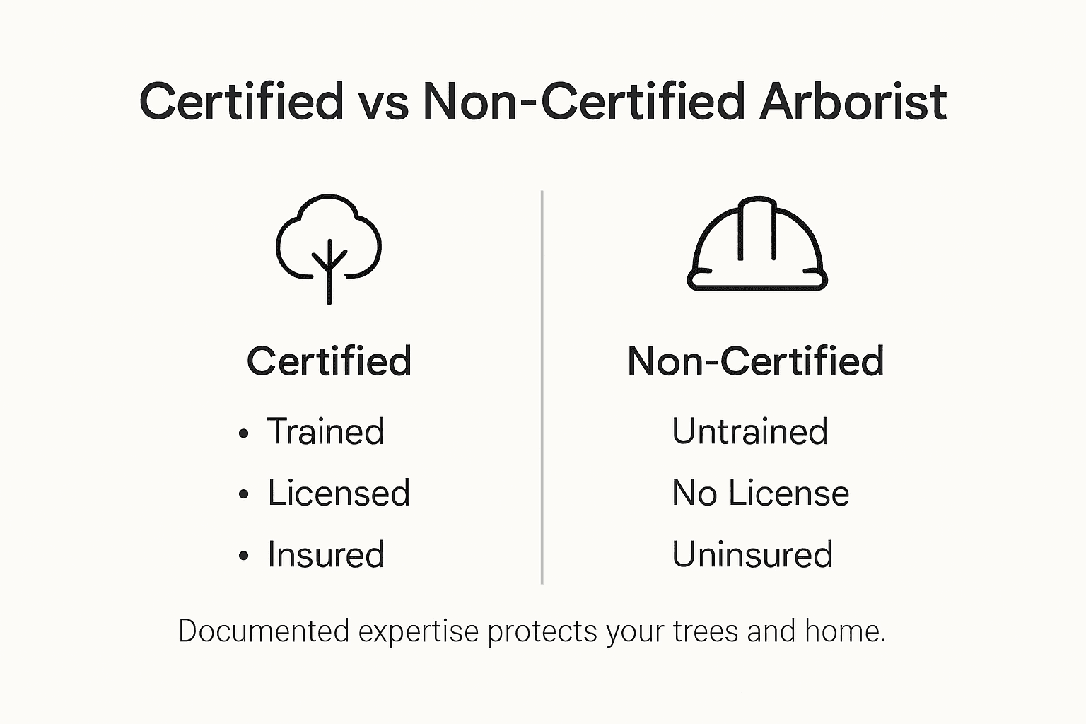 Infographic comparing certified and non-certified arborists