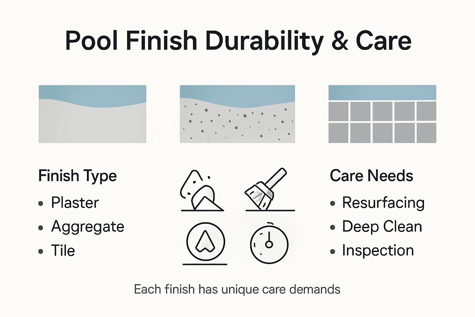 Infographic shows pool finish durability and care