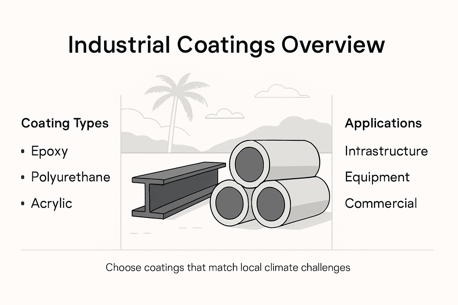 Infographic showing coating types and uses