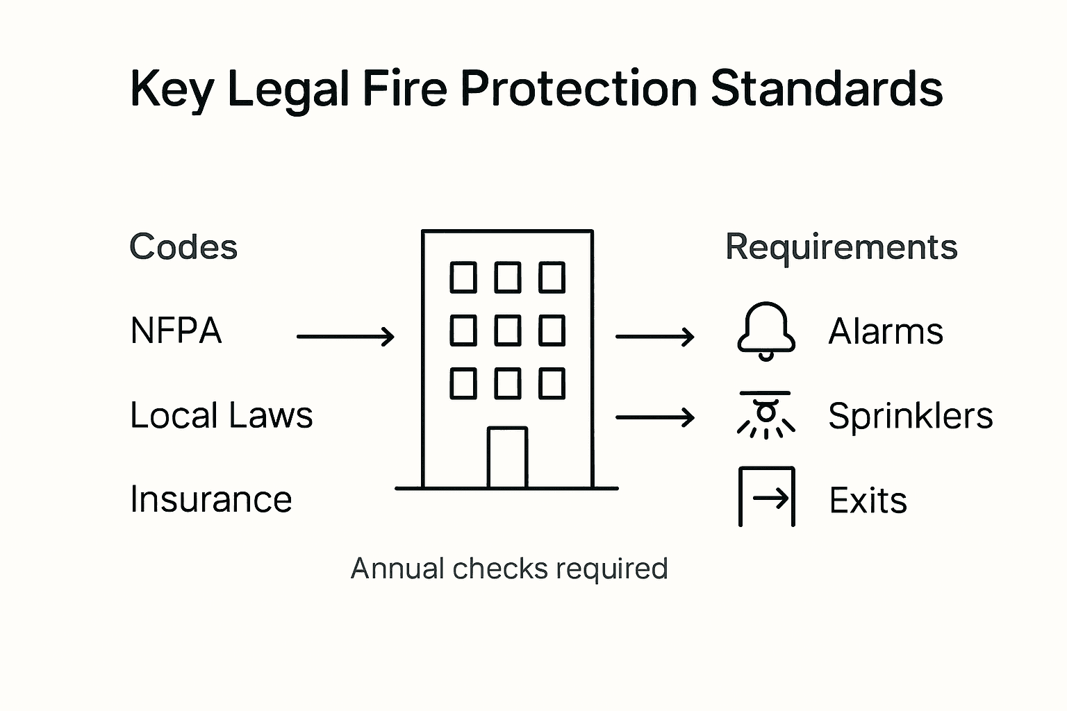 Infographic showing key fire protection legal standards