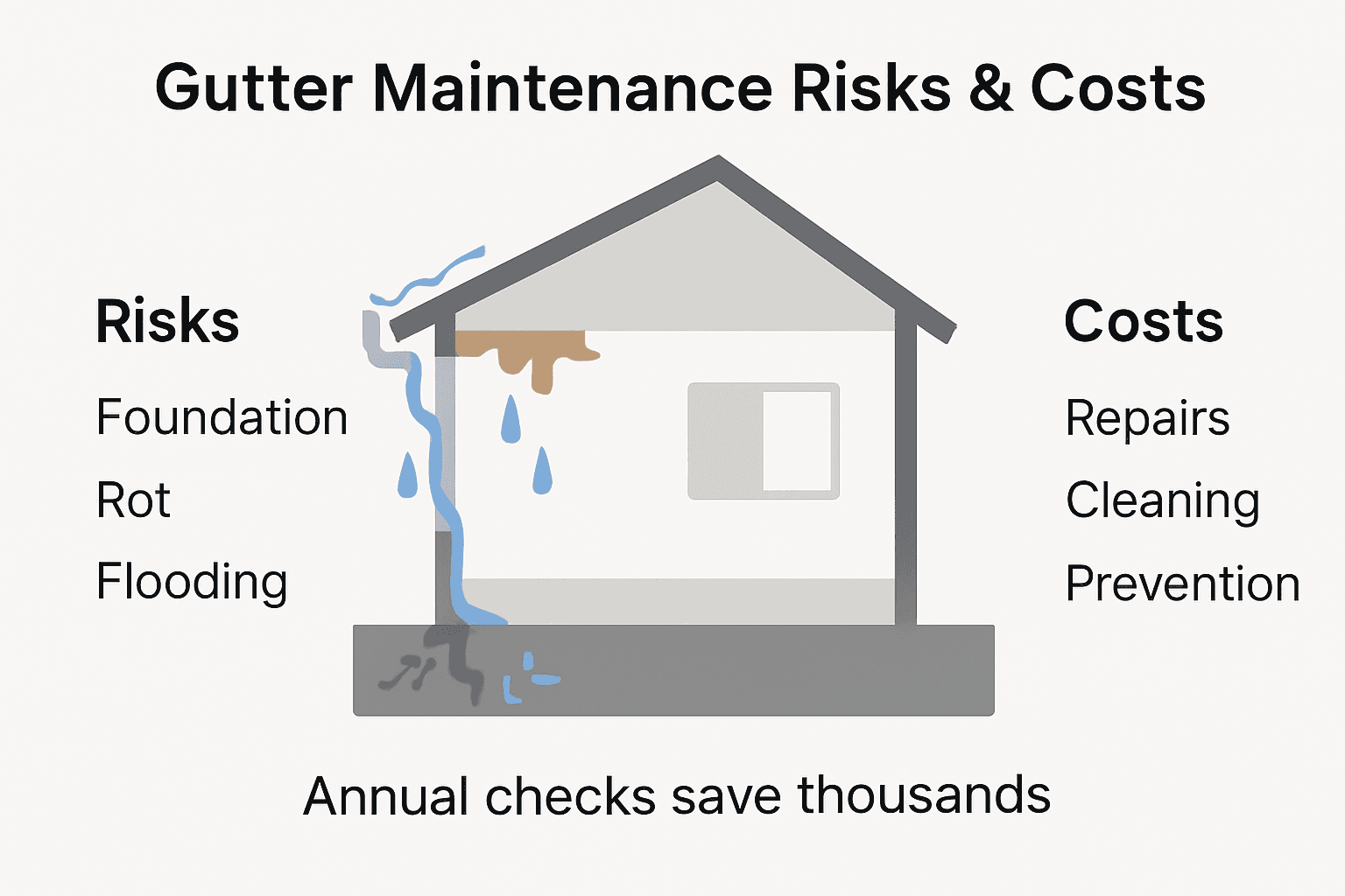 Infographic showing risks and costs of poor gutter maintenance