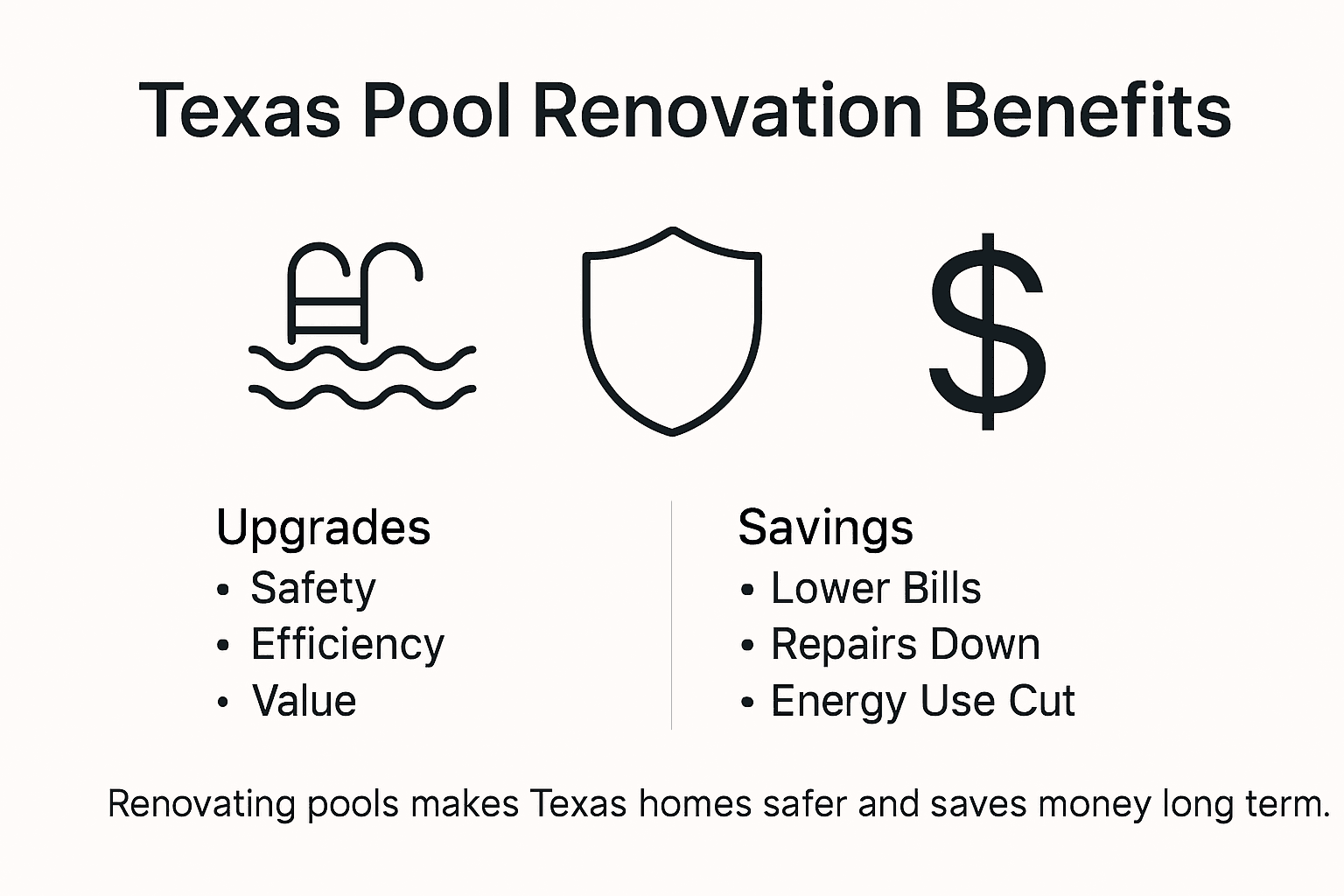 Infographic showing pool safety, efficiency, value