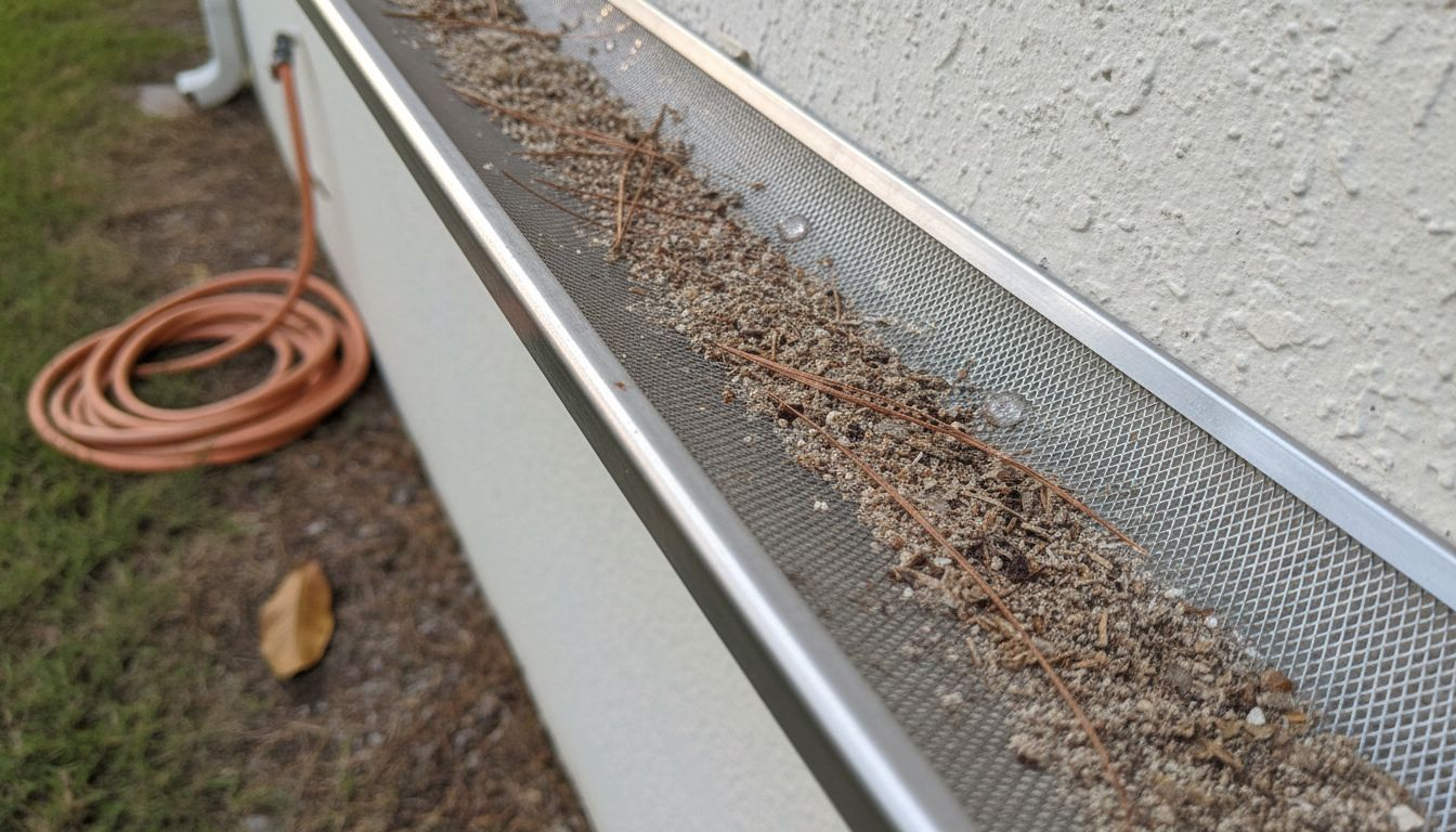 Close-up of micro mesh gutter guard